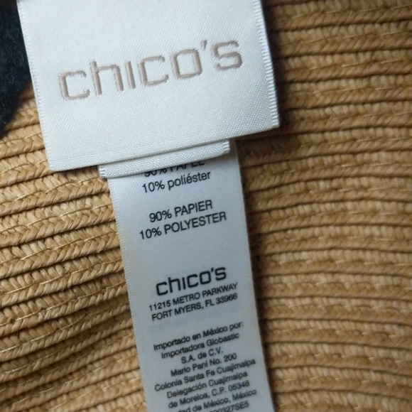 Chico's Women's Floppy Hat Fedora Packable Shapable Straw Glitter Accent - Picture 6 of 9